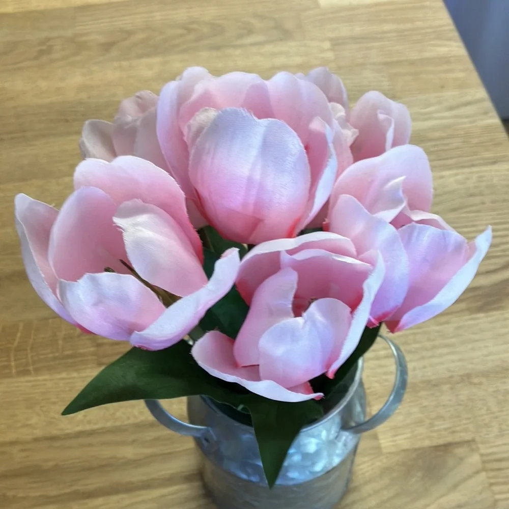 Artificial pink tulips 🌷 farmhouse bouquet 11” inches